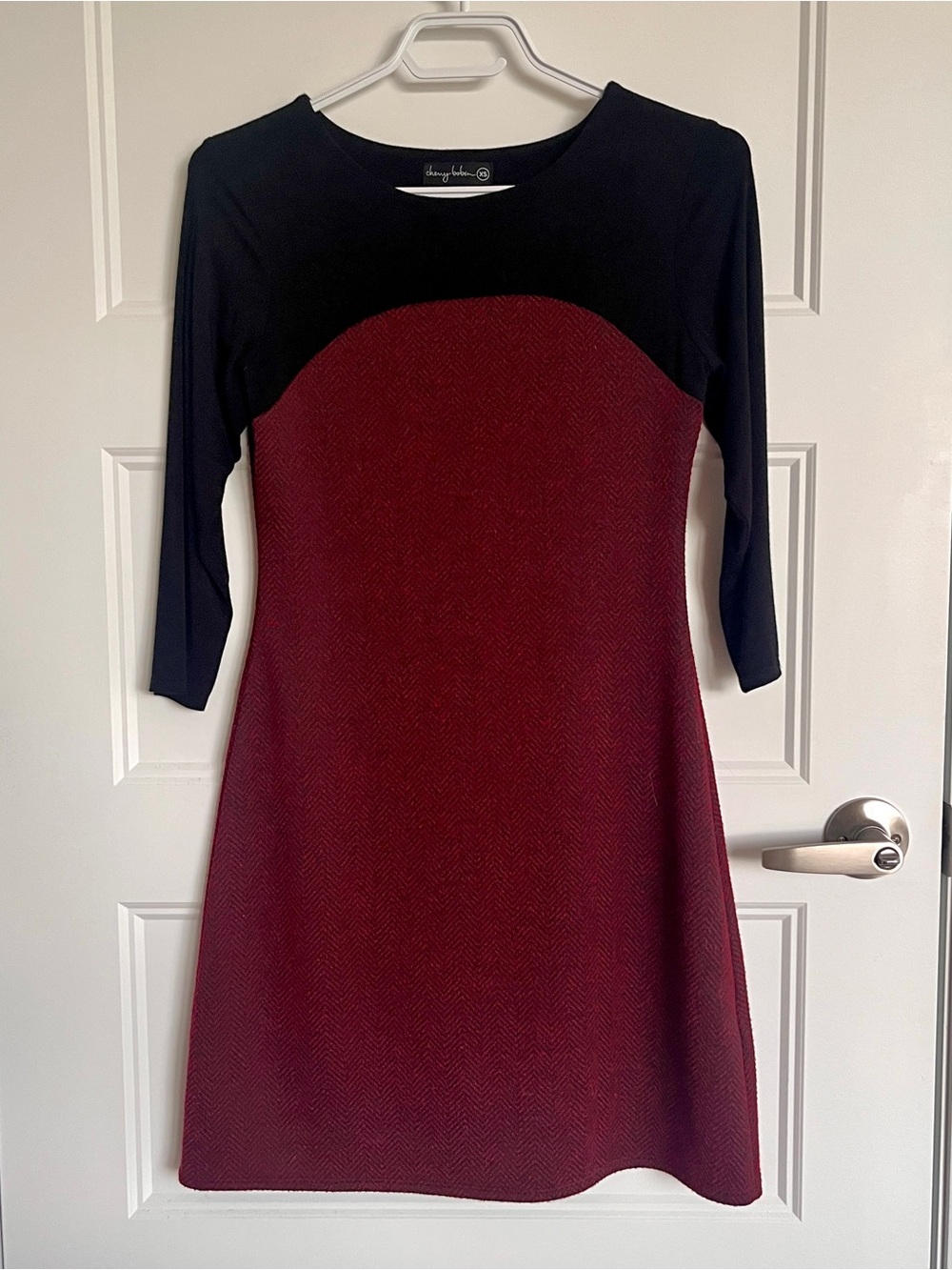 Two-Tone Black and Burgundy Fit & Flare Dress by Liz Claiborne